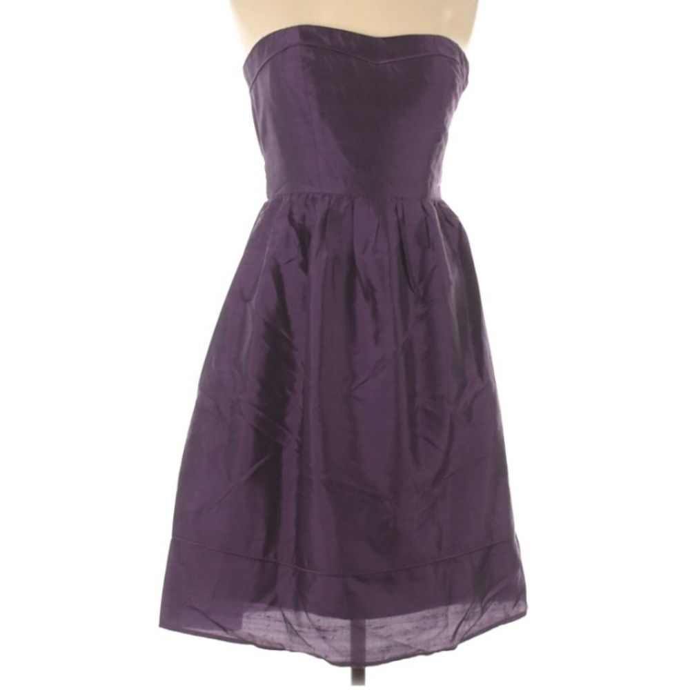 Adrianna Papell eggplant strapless cocktail dress